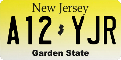 NJ license plate A12YJR