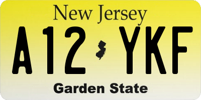NJ license plate A12YKF