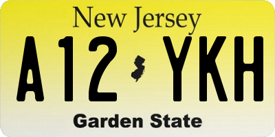NJ license plate A12YKH