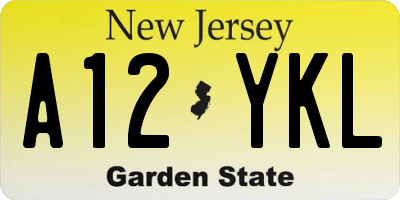 NJ license plate A12YKL