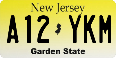NJ license plate A12YKM