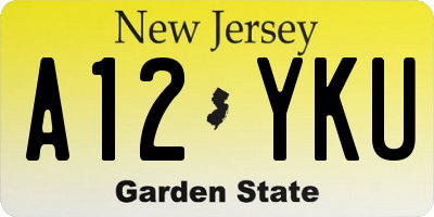 NJ license plate A12YKU