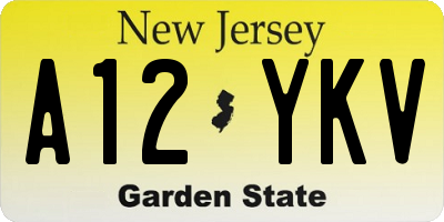 NJ license plate A12YKV