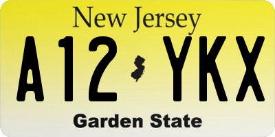 NJ license plate A12YKX