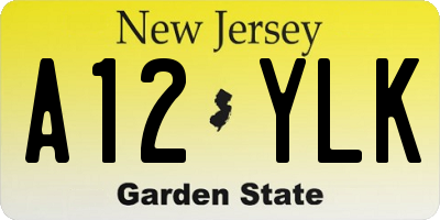 NJ license plate A12YLK
