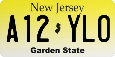 NJ license plate A12YLO