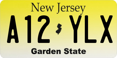 NJ license plate A12YLX