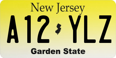 NJ license plate A12YLZ