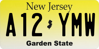 NJ license plate A12YMW