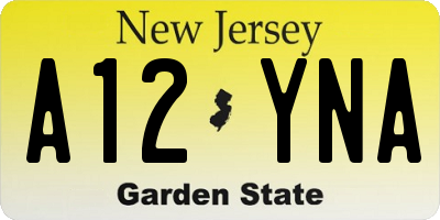 NJ license plate A12YNA