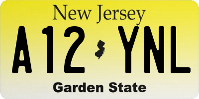 NJ license plate A12YNL