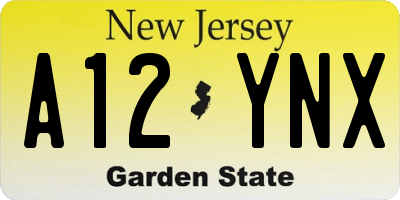 NJ license plate A12YNX