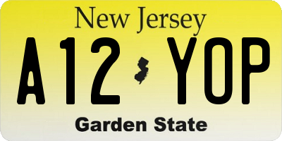 NJ license plate A12YOP