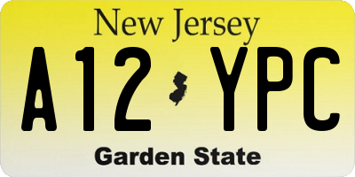 NJ license plate A12YPC