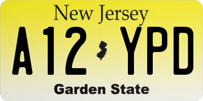 NJ license plate A12YPD