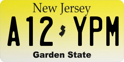 NJ license plate A12YPM