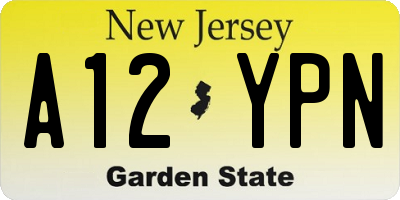NJ license plate A12YPN