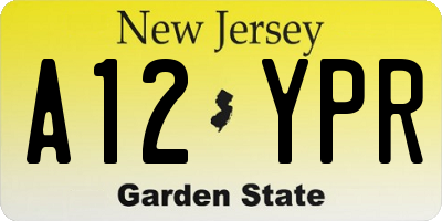 NJ license plate A12YPR