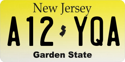 NJ license plate A12YQA