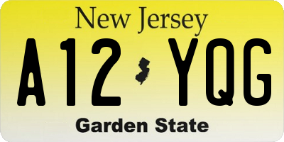 NJ license plate A12YQG