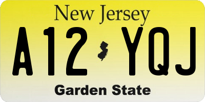 NJ license plate A12YQJ