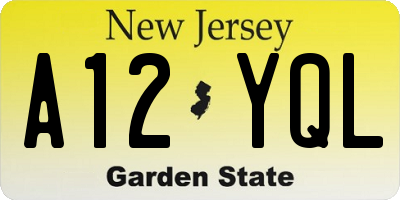 NJ license plate A12YQL
