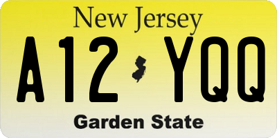 NJ license plate A12YQQ
