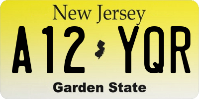 NJ license plate A12YQR