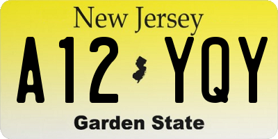 NJ license plate A12YQY