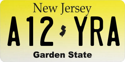 NJ license plate A12YRA