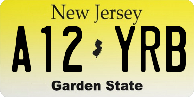 NJ license plate A12YRB