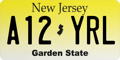 NJ license plate A12YRL