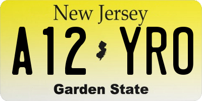 NJ license plate A12YRO