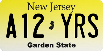 NJ license plate A12YRS