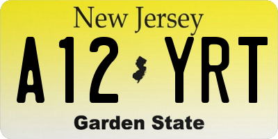 NJ license plate A12YRT