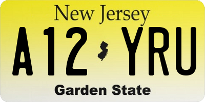 NJ license plate A12YRU