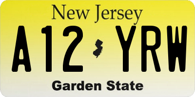 NJ license plate A12YRW