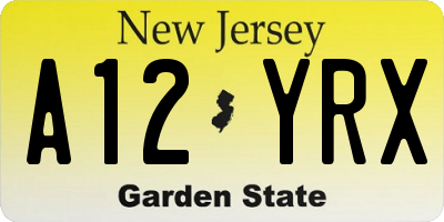 NJ license plate A12YRX