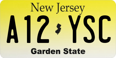 NJ license plate A12YSC