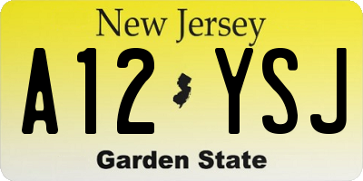 NJ license plate A12YSJ