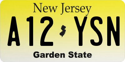 NJ license plate A12YSN