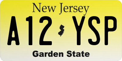 NJ license plate A12YSP