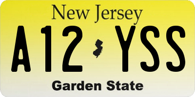 NJ license plate A12YSS