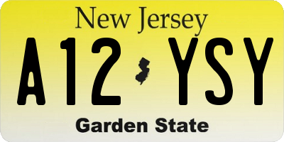 NJ license plate A12YSY