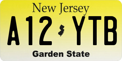 NJ license plate A12YTB