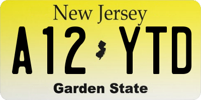 NJ license plate A12YTD