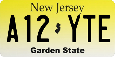 NJ license plate A12YTE