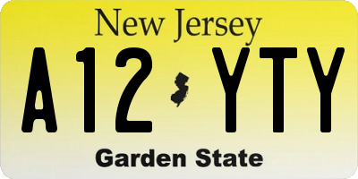 NJ license plate A12YTY