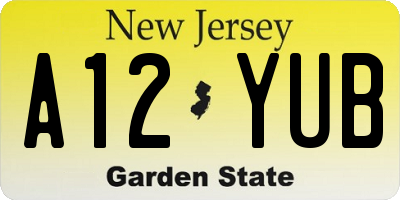 NJ license plate A12YUB