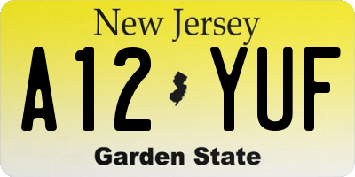 NJ license plate A12YUF